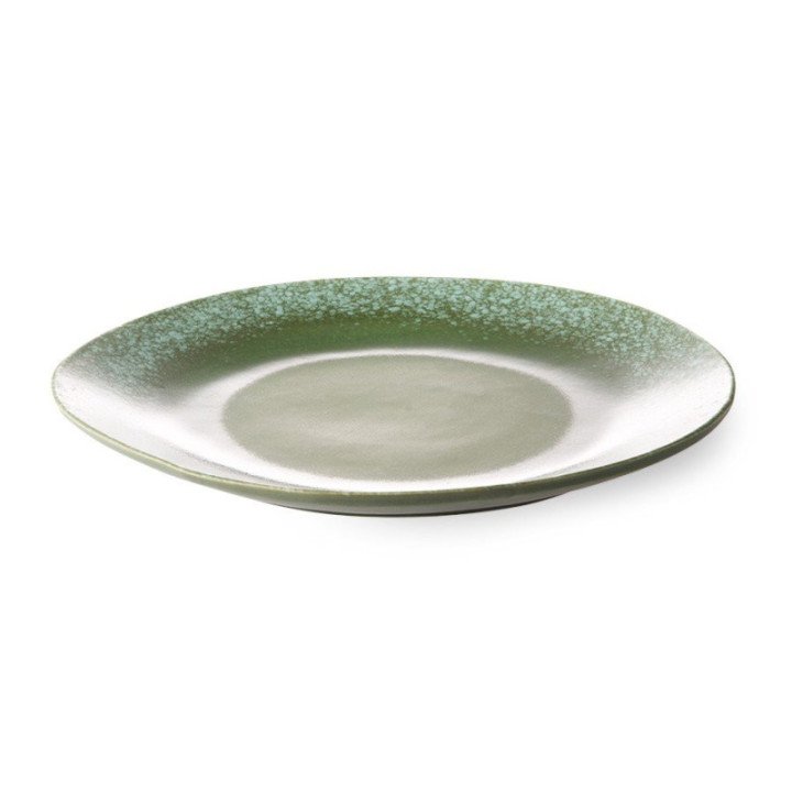 70s ceramics: dinner plate, green (set of 2)