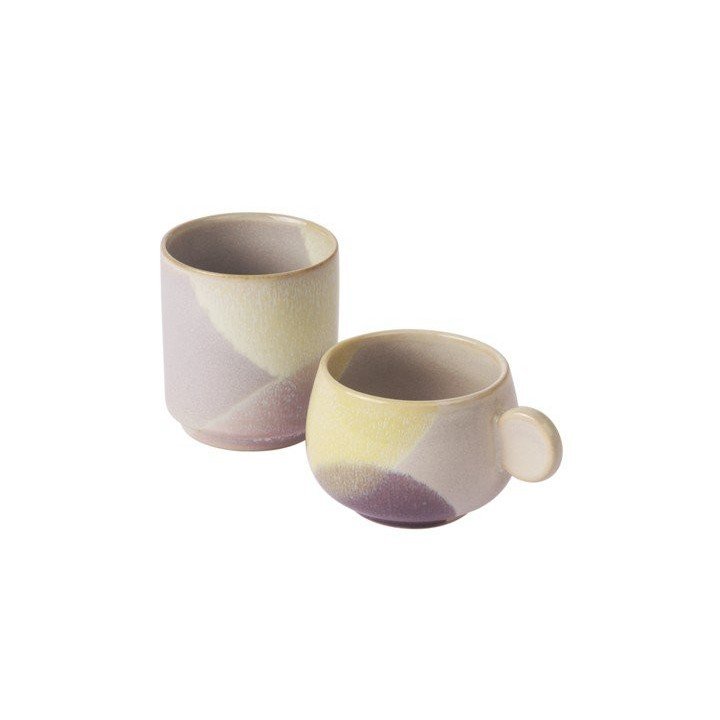 Set 6 Coffee mug lilac/yellow HK Living