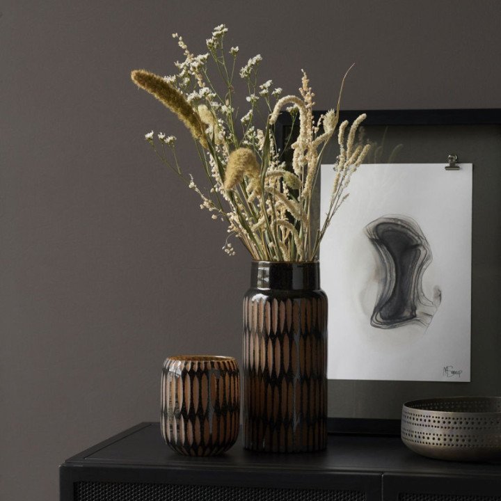 Jarrón Vase PIMPRI Black/Brown (pequeño), House Doctor