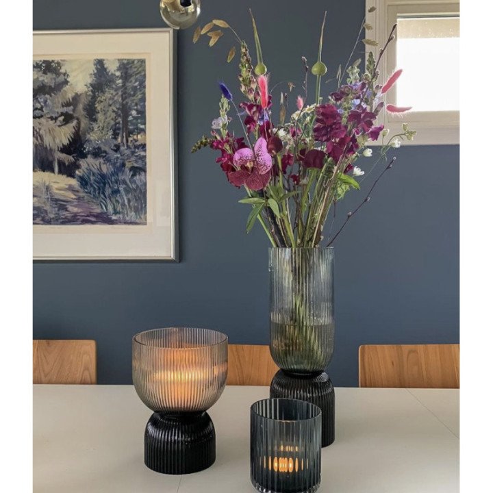 RIVA vase/candleholder, M, black/grey, Nordal Denmark