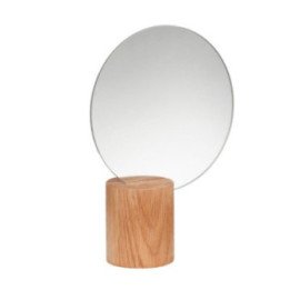 Espejo redondo, base madera natural, Hübsch
