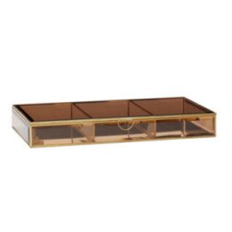 Caja cristal marrón y latón, Hübsch