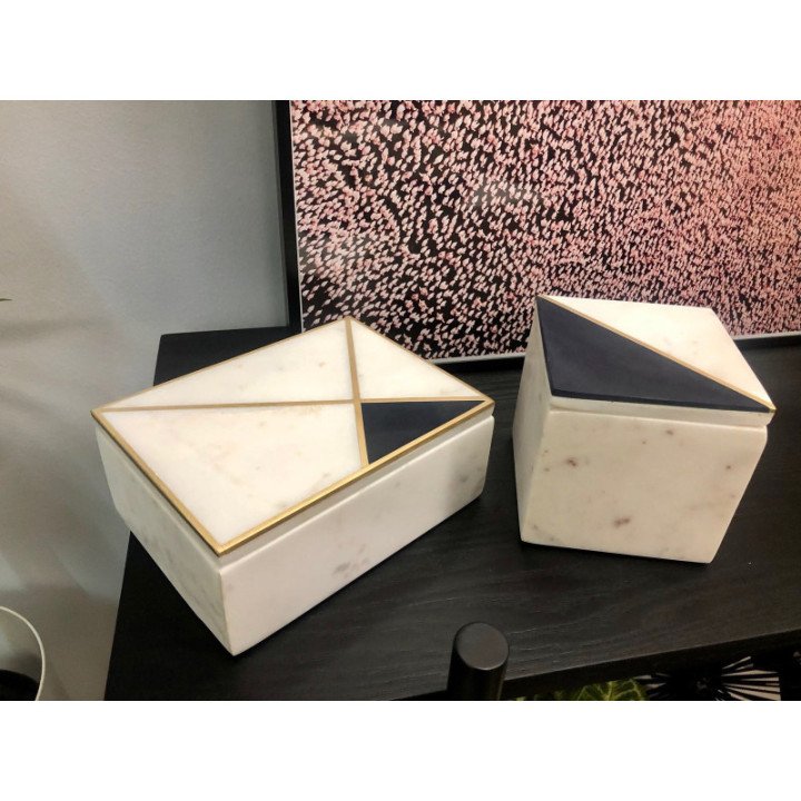 Set 2 cajas Mármol y Latón, Hübsch