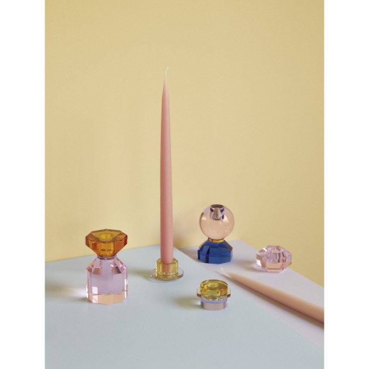 Candlestick, glass, amber/purple, s/2, Hübsch