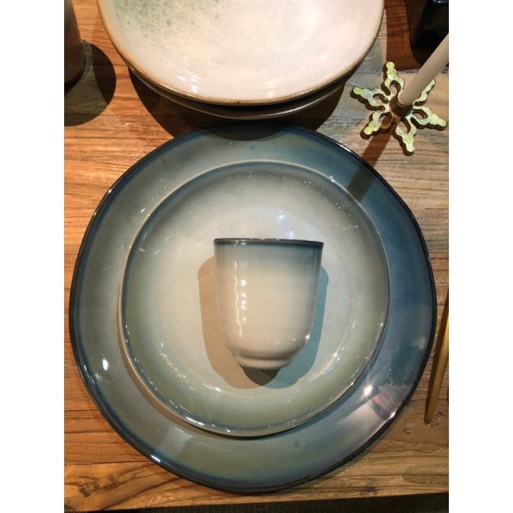 Cerámica home chef: taza gris / verde, Set de 6,  HK Living