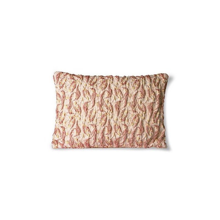 Cojín tejido jacquard floral burdeos/amarillo (40x30) HKLiving