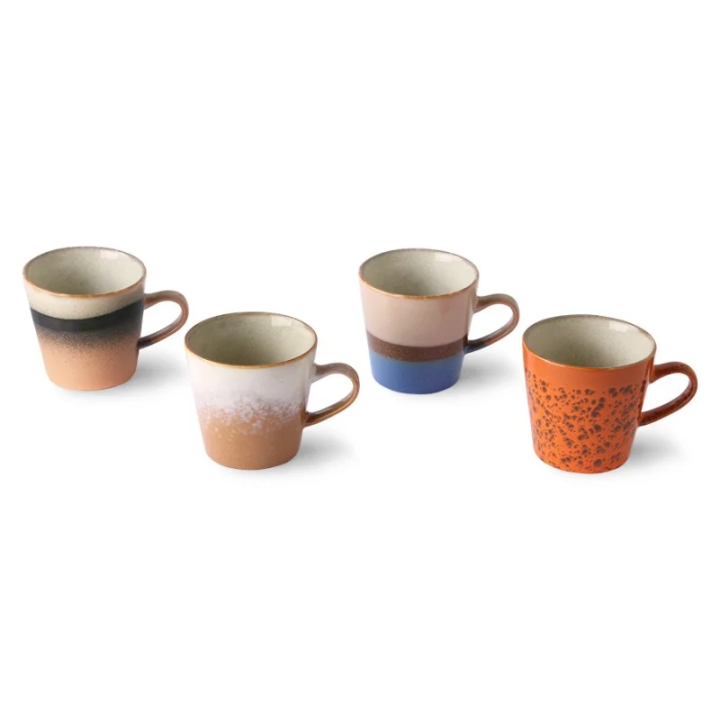 70s ceramics: americano mugs (set of 4)