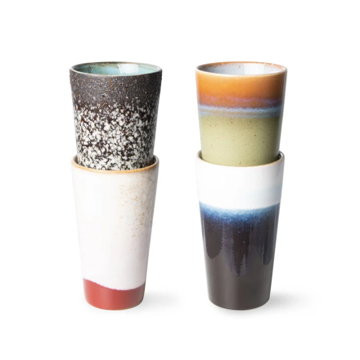 Cerámica de los años 70: tazas de café con leche (juego de 4)