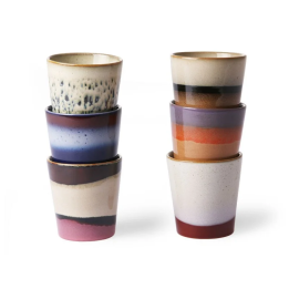 70s ceramics: coffee mugs (set of 6), HKLiving