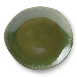 70s ceramics: dinner plate, green (set of 2)